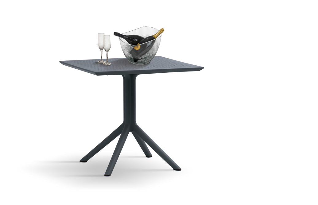 Tavolino quadrato 80 x 80 da esterno, color grigio antracite