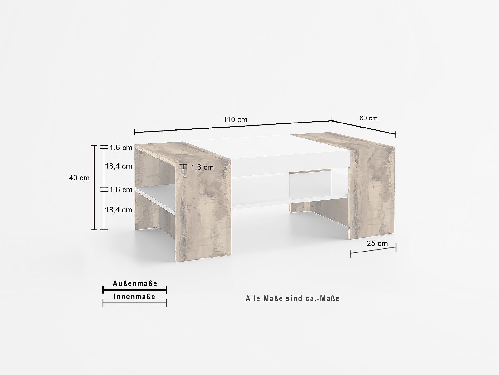 Tavolino soggiorno scontato, Bianco e Pero