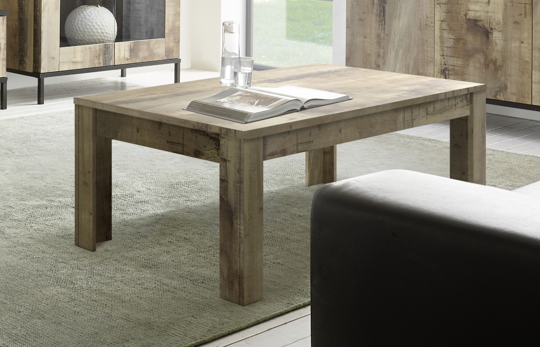 Tavolino basso Industry finitura Nero bruciato e Pero