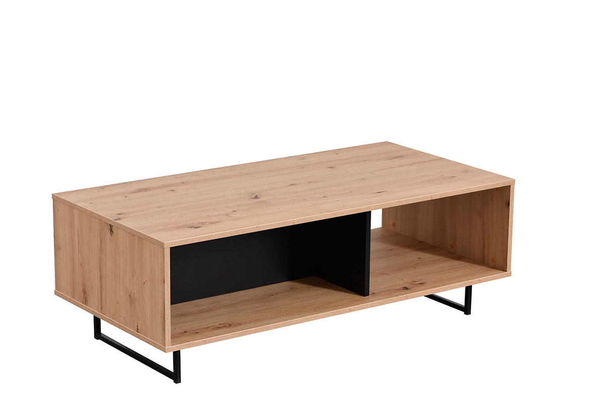 Tavolino industry soggiorno, finitura Rovere e Nero