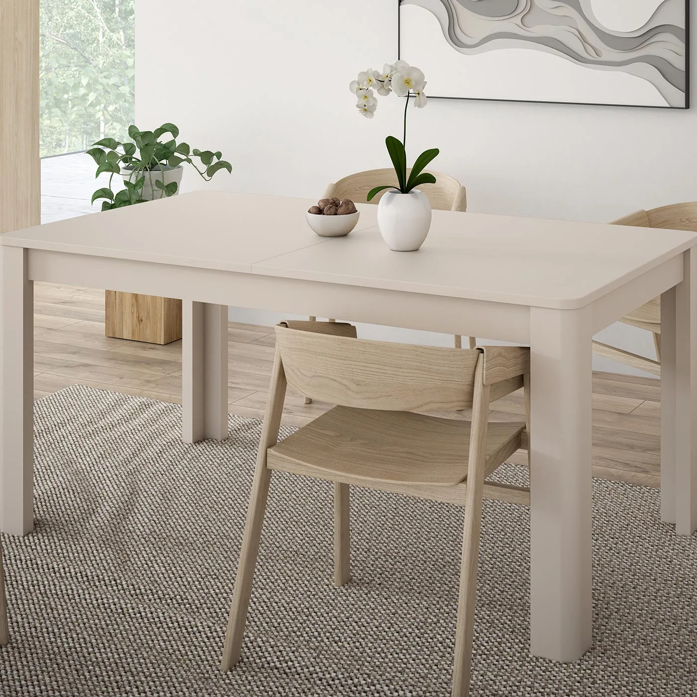 Tavolo da soggiorno, finitura Sabbia, L.160 H.73 P.91