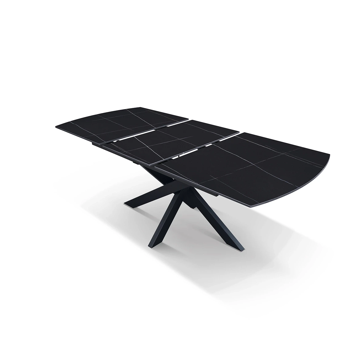 Tavolo moderno 150 x 90 cm, con piano in ceramica finitura Marmo Nero 