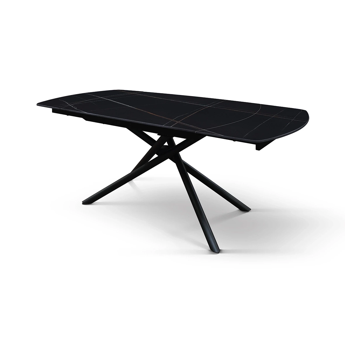 Tavolo con 2 allunghe da 30 cm, finitura Marmo Nero 