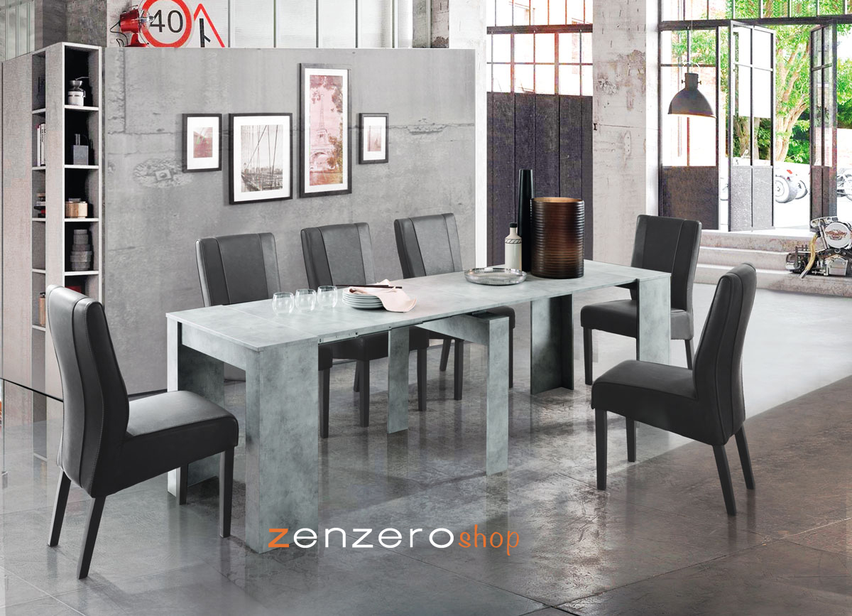 Consolle allungabile Made in Italy, Beton L. 252 cm