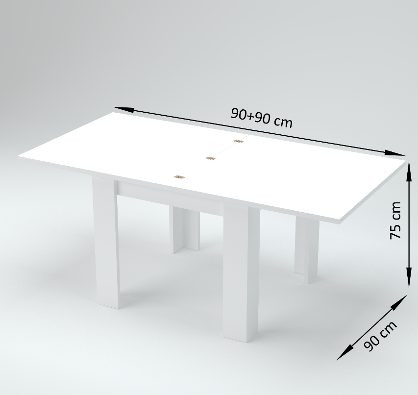 Tavolo quadrato 90x90 in finitura Ardesia con apertura a libro
