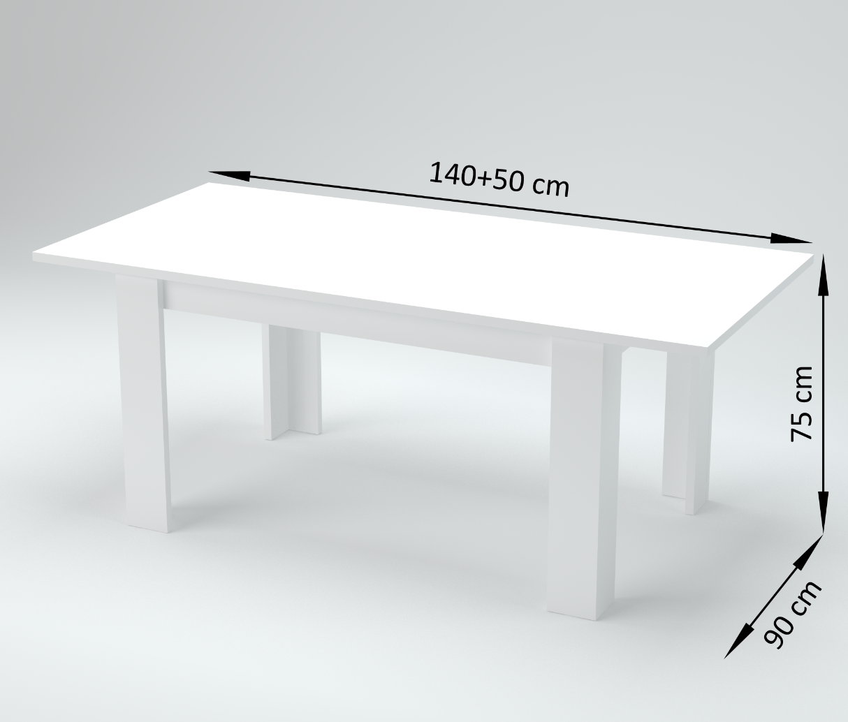 Tavolo moderno per interni, completo di allunga, finitura Larice Bianco L.140