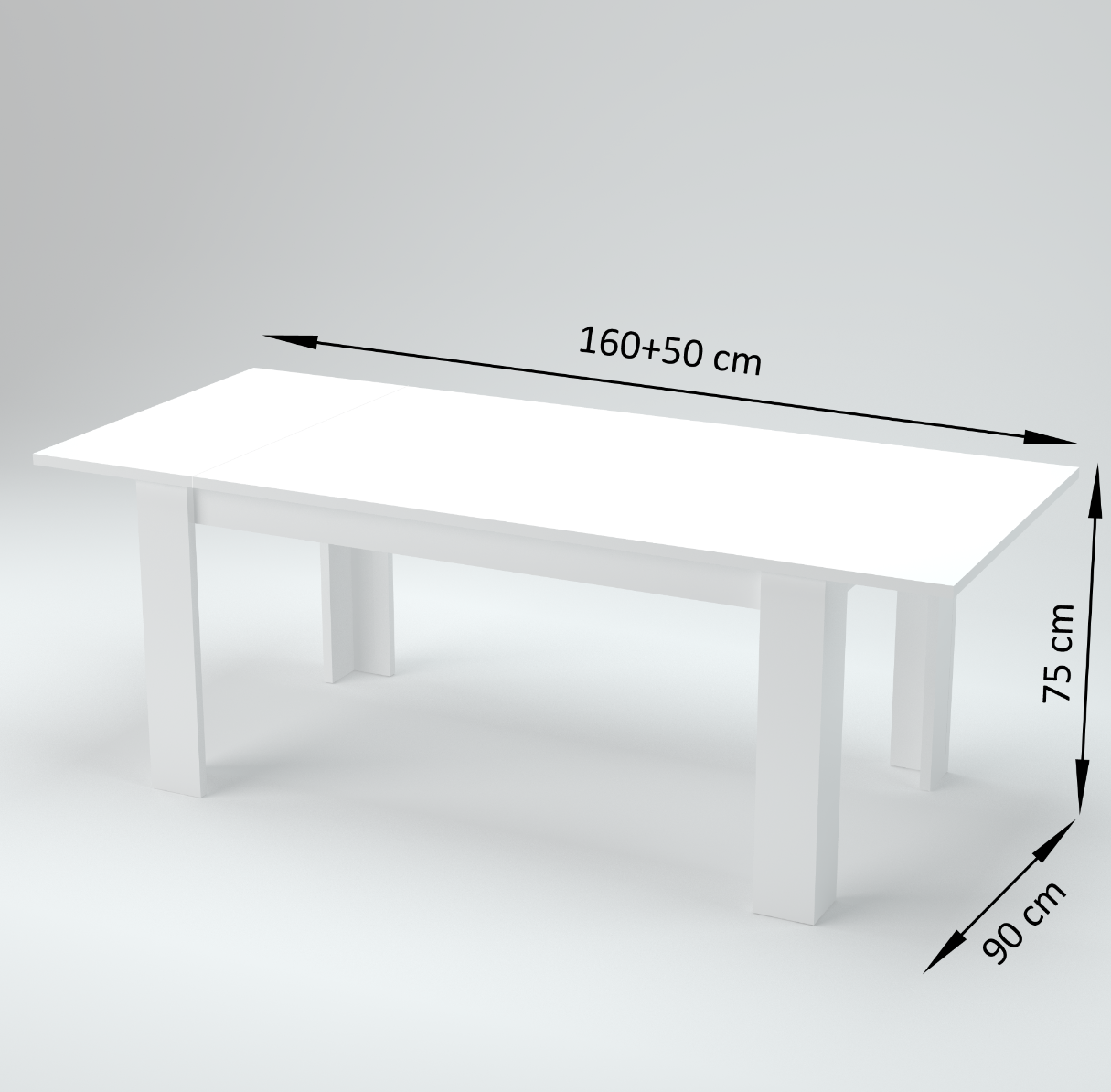 Tavolo moderno completo di allunga colore bianco lucido