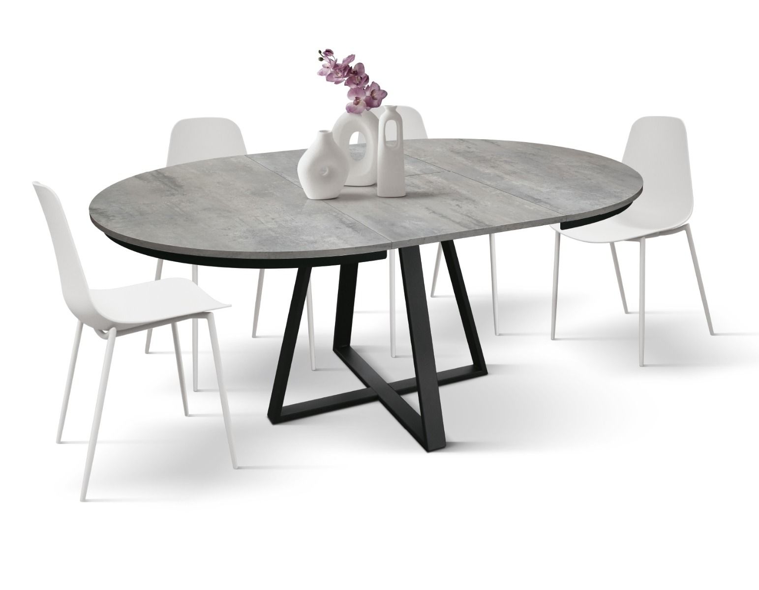 tavolo con base in metallo nero 