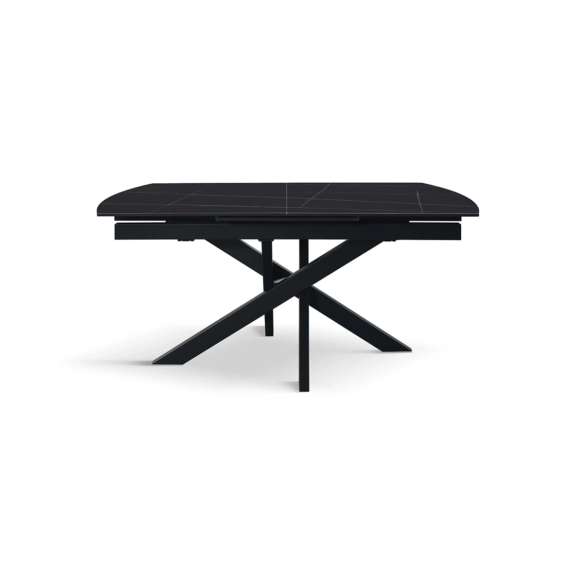 Tavolo moderno 150 x 90 cm, con piano in ceramica finitura Marmo Nero 