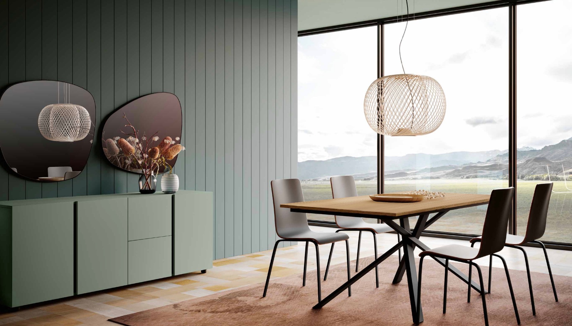 Sala completa composta da madia 3 ante 2 cassetti e tavolo L.160 allungabile 