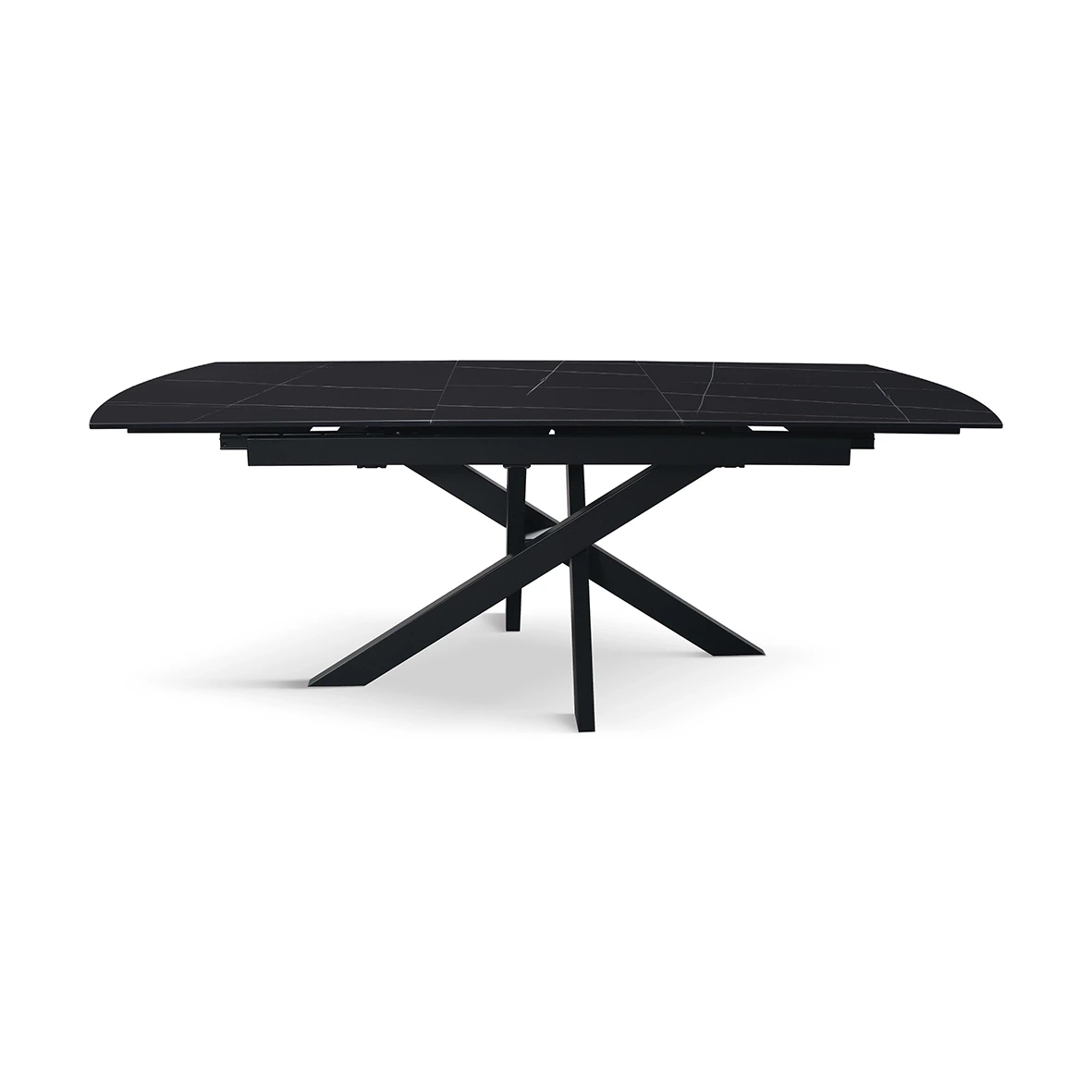 Tavolo moderno 150 x 90 cm, con piano in ceramica finitura Marmo Nero 