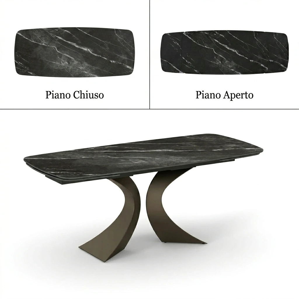 Tavolo finitura Marmo Nero con gambe Bronzo 