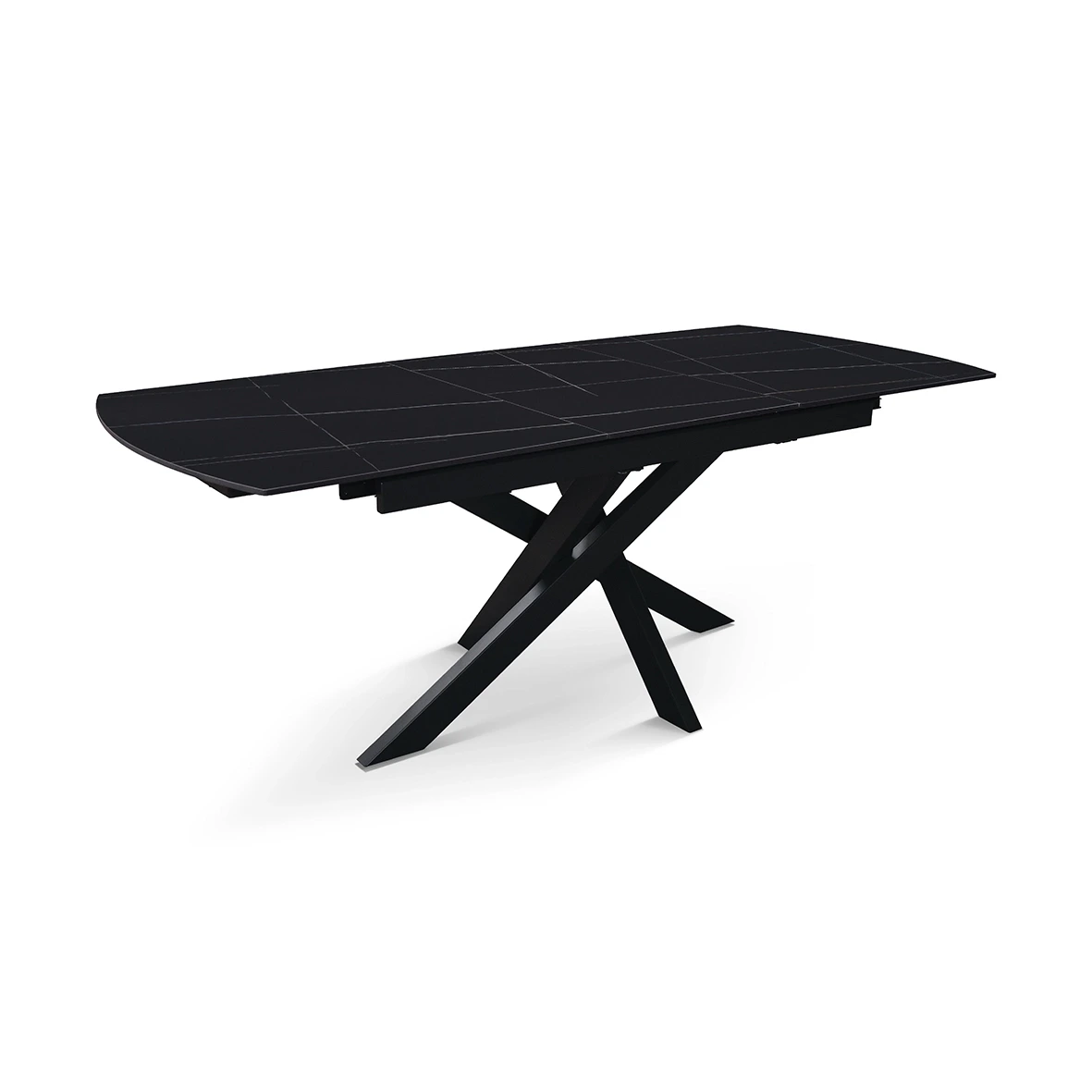 Tavolo moderno 150 x 90 cm, con piano in ceramica finitura Marmo Nero 