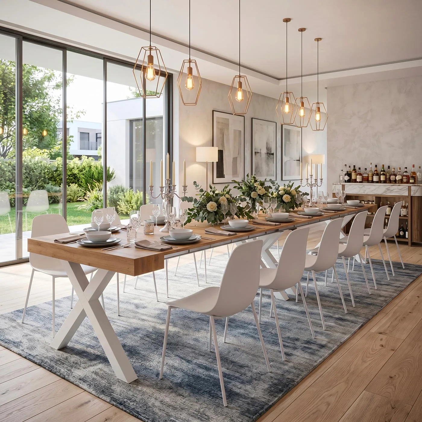 Tavolo consolle colore Rovere rustico e Bianco