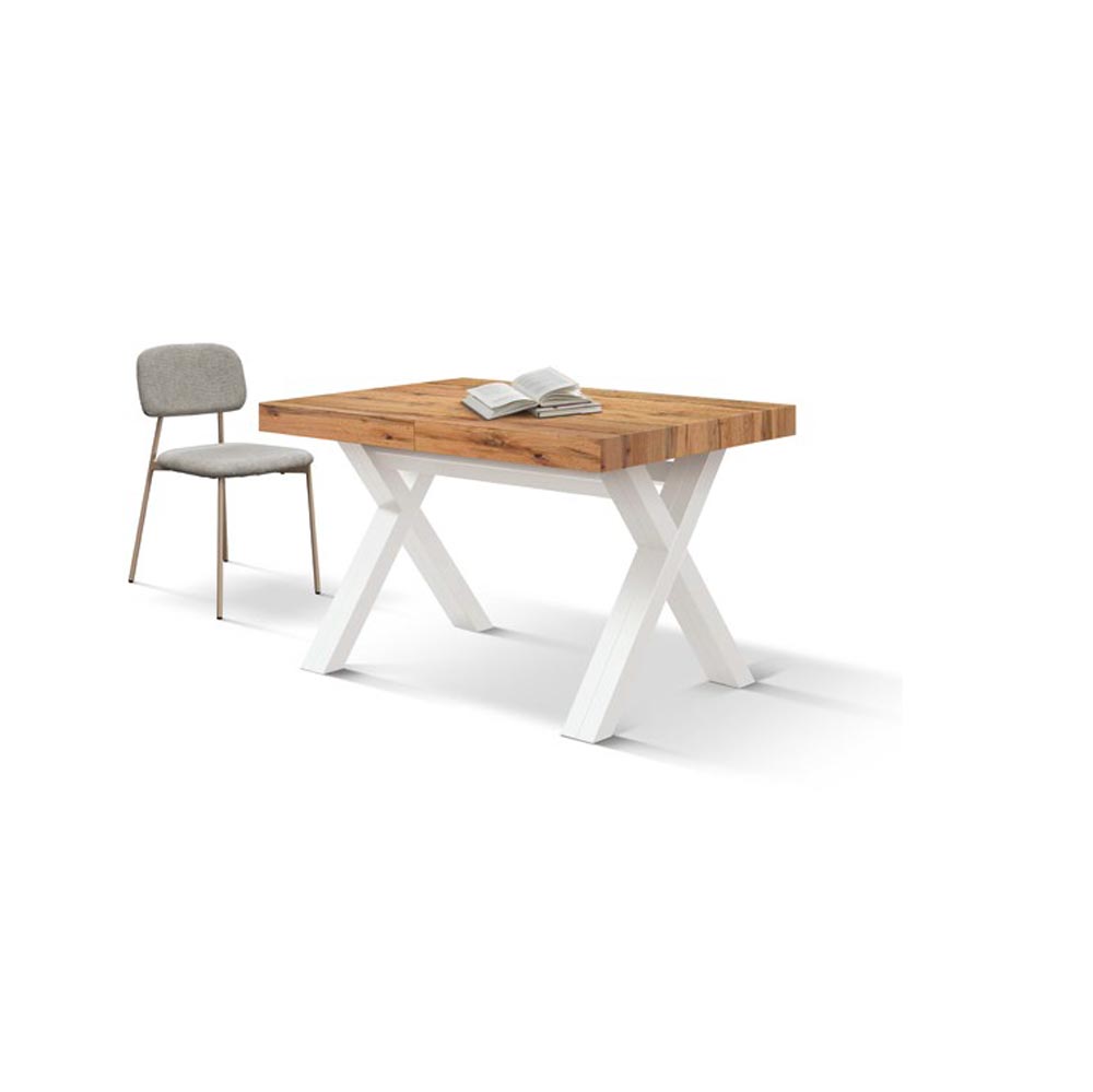 Tavolo consolle colore Rovere rustico e Bianco