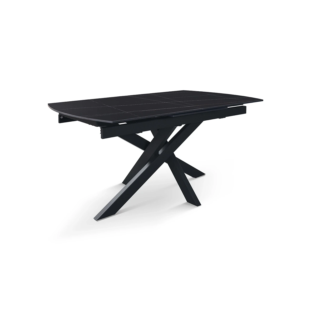 Tavolo moderno 150 x 90 cm, con piano in ceramica finitura Marmo Nero 