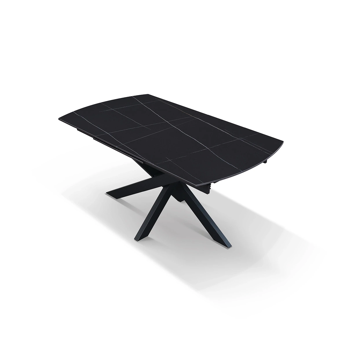 Tavolo moderno 150 x 90 cm, con piano in ceramica finitura Marmo Nero 