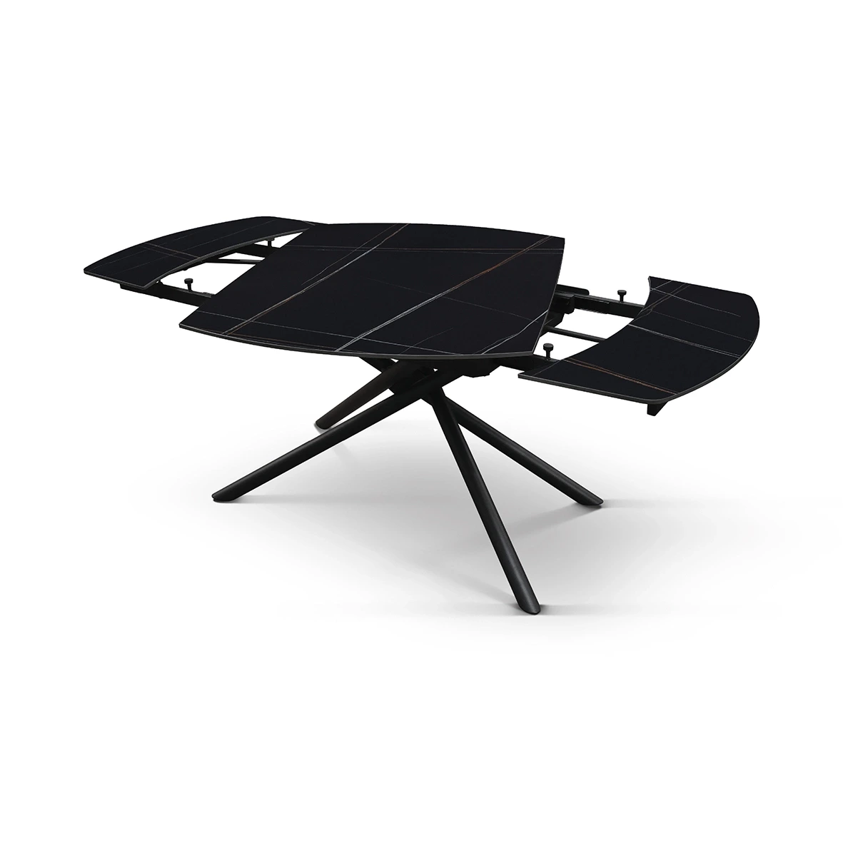 Tavolo con 2 allunghe da 30 cm, finitura Marmo Nero 
