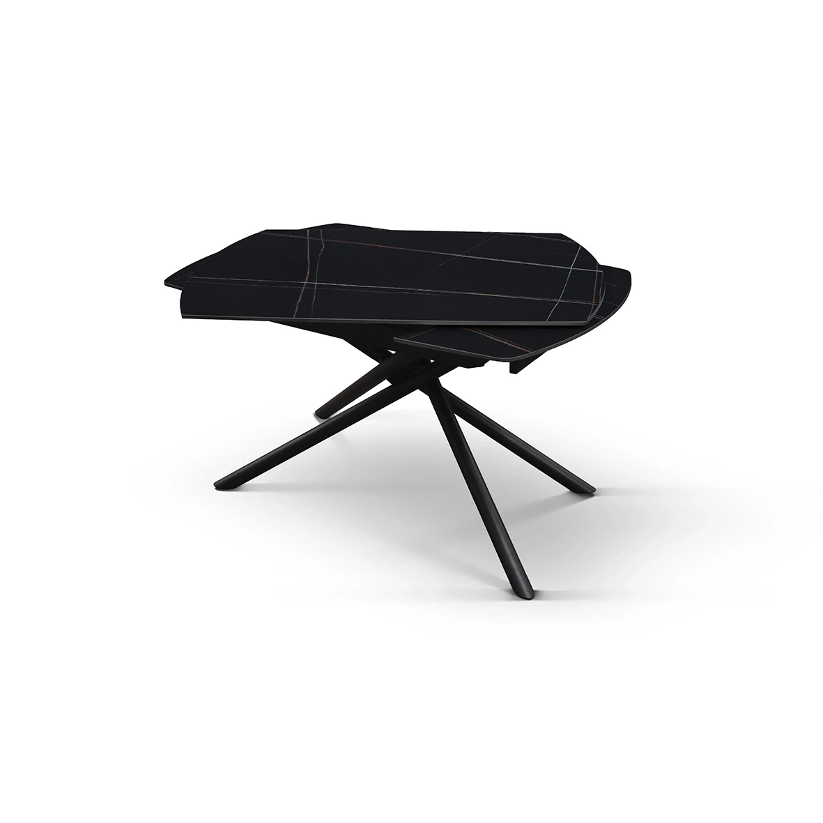 Tavolo con 2 allunghe da 30 cm, finitura Marmo Nero 