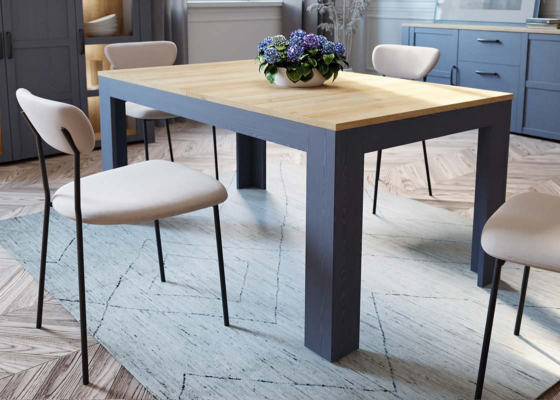 Soggiorno moderno completo, finitura Rovere navy e Rovere riviera