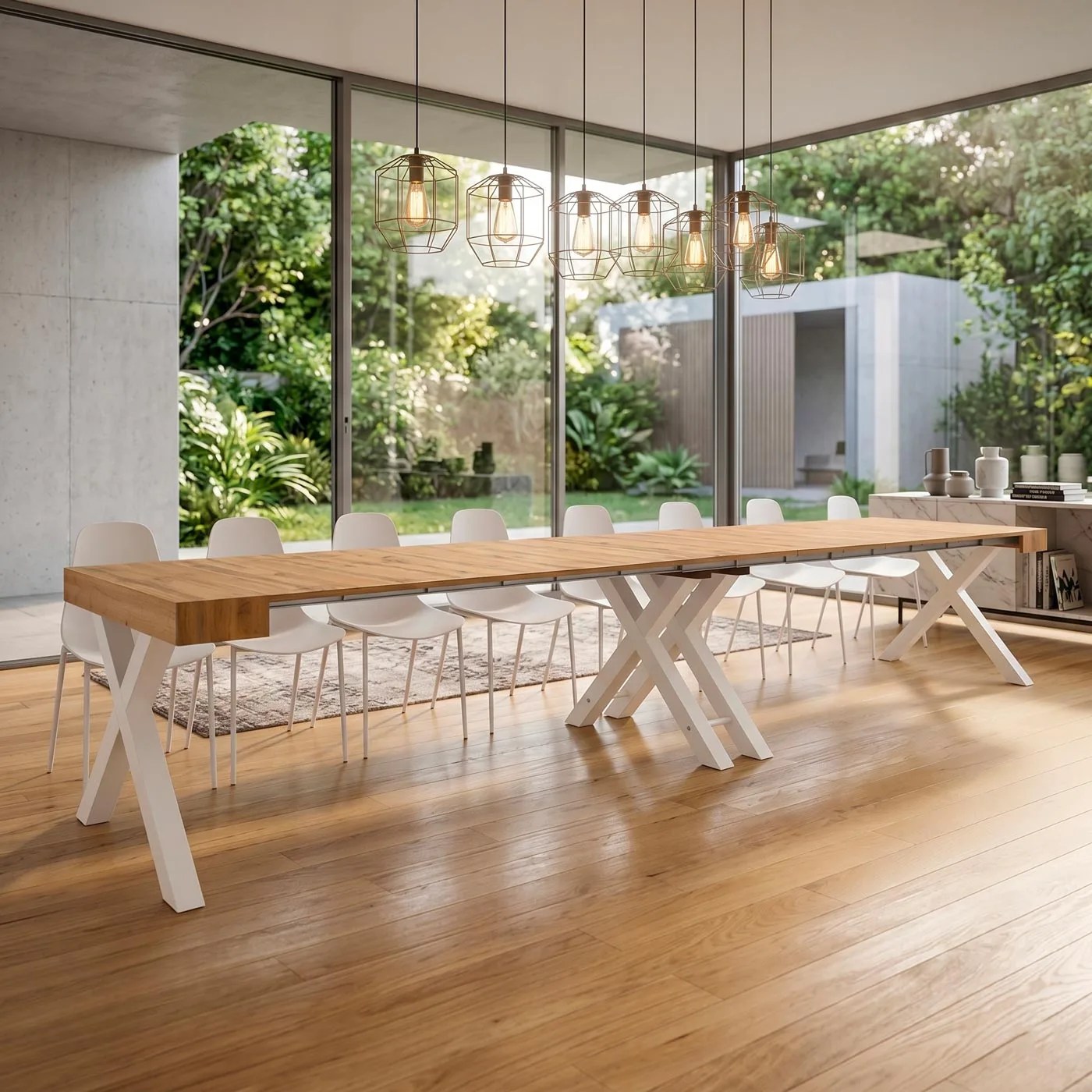 Tavolo consolle colore Rovere rustico e Bianco