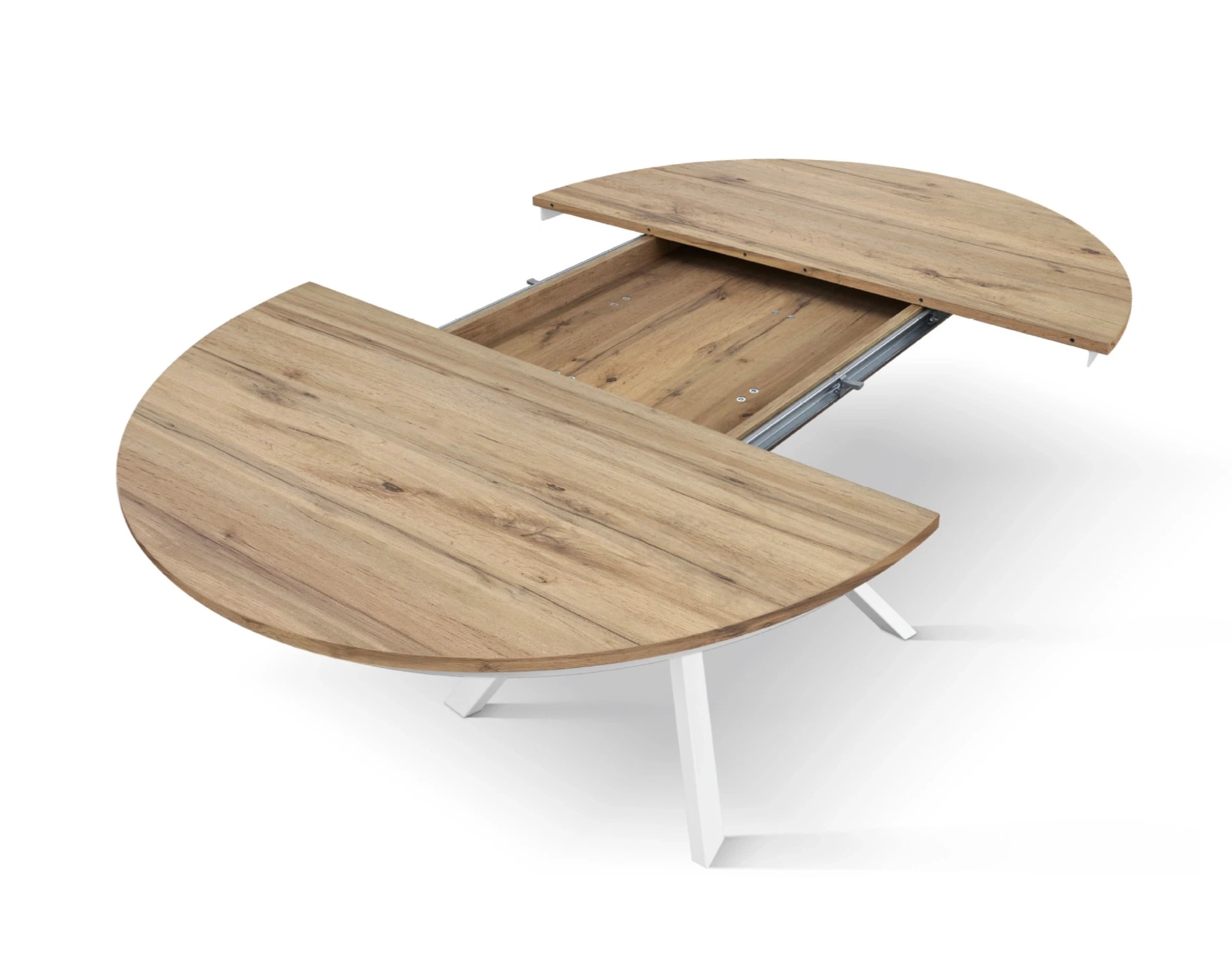 Tavolo rotondo colore rovere allungabile, moderno e di design 