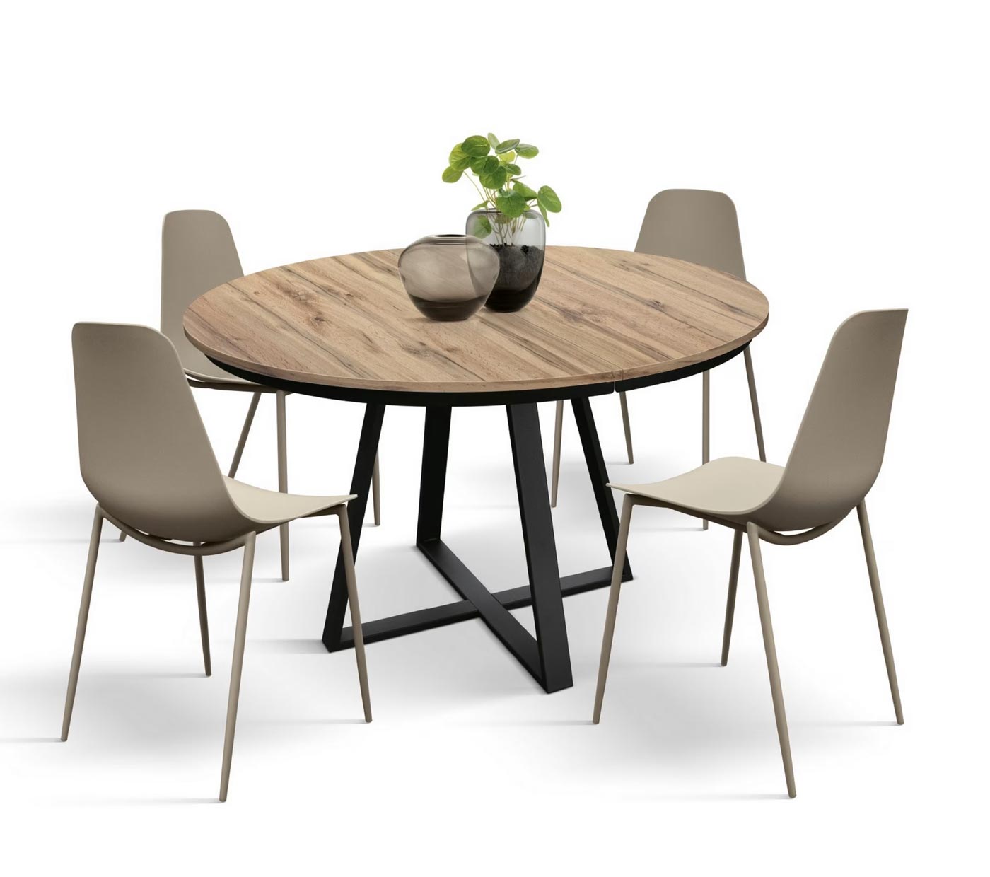 tavolo con base in metallo nero 