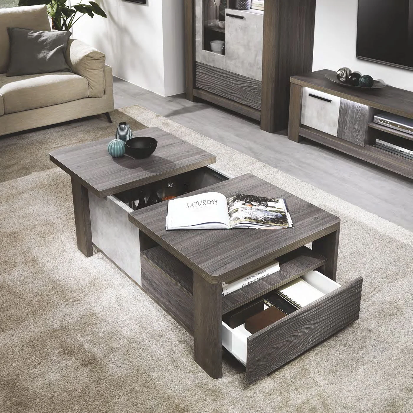 tavolo soggiorno Rovere e Cenere