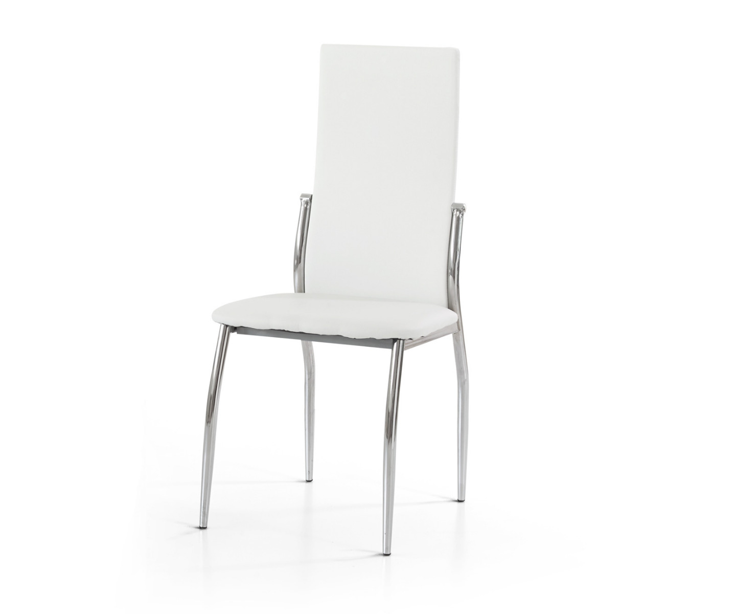 Sedia struttura in metallo con seduta e schienale in ecopelle bianco