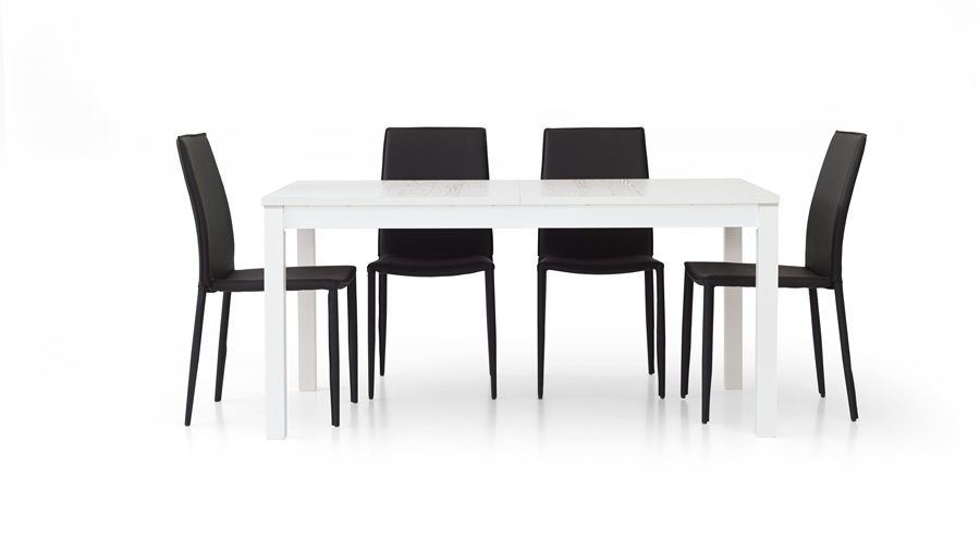 Tavolo allungabile moderno, in legno, bianco frassinato