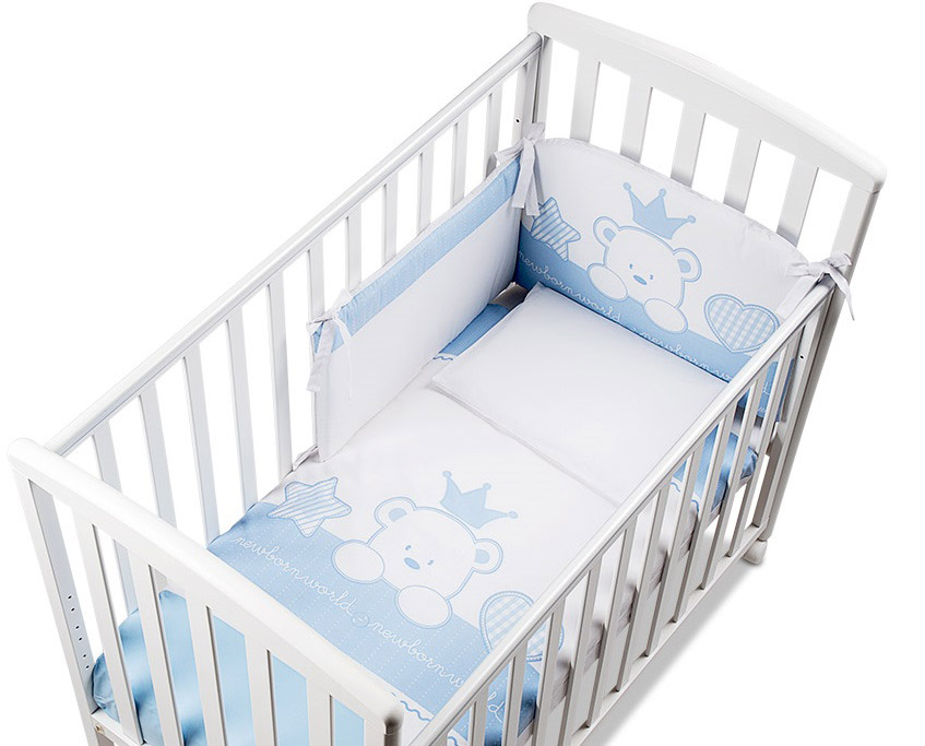 Culla Baloo con ruote, bianca con decori