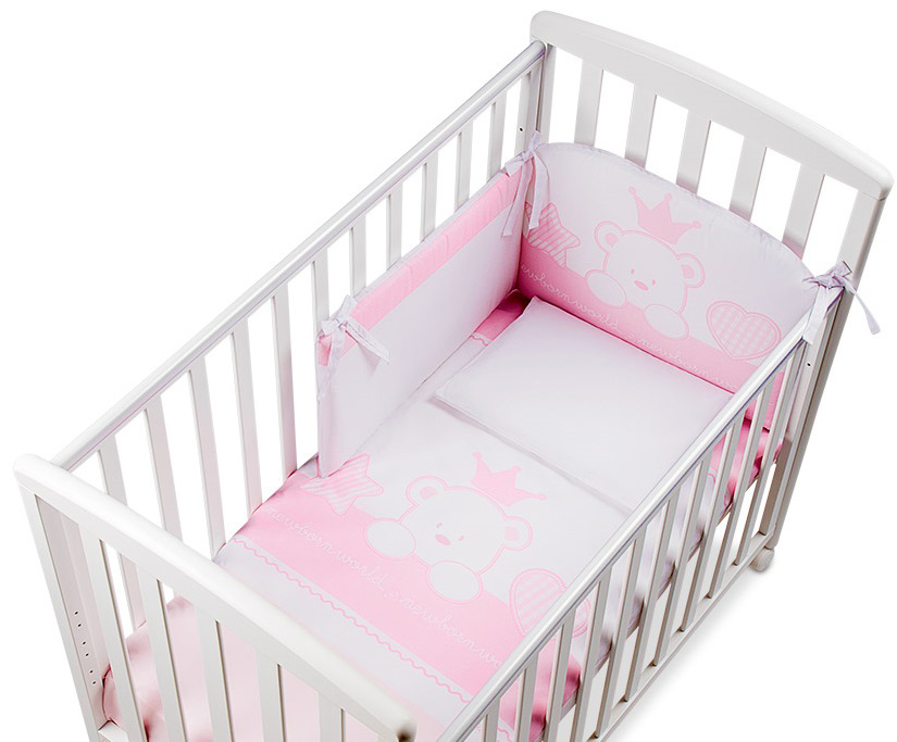 Culla moderna Baloo con ruote, finitura Choco con decori