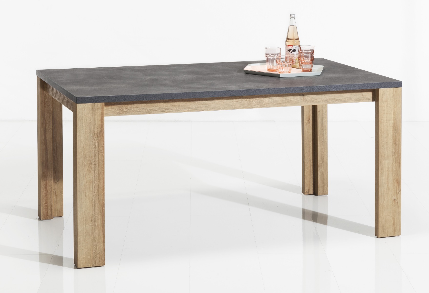 Tavolo moderno industry  in finitura Grigio smoke e Rovere