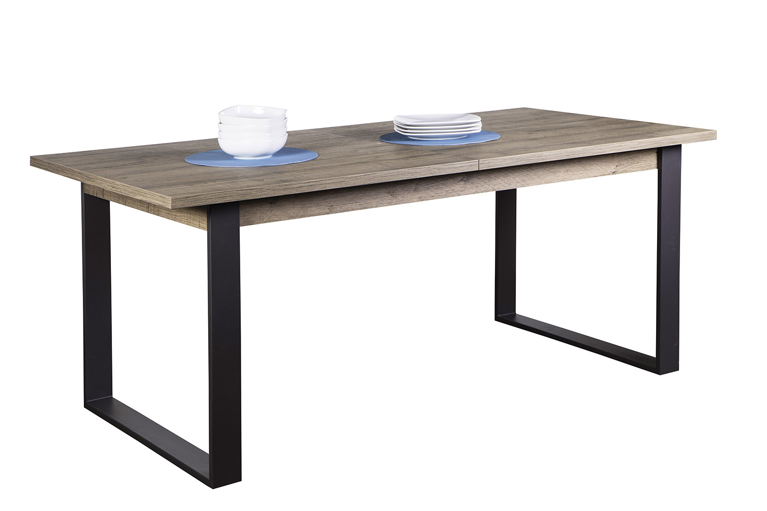 Tavolo Industry in finitura Rovere invecchiato con gambe in metallo