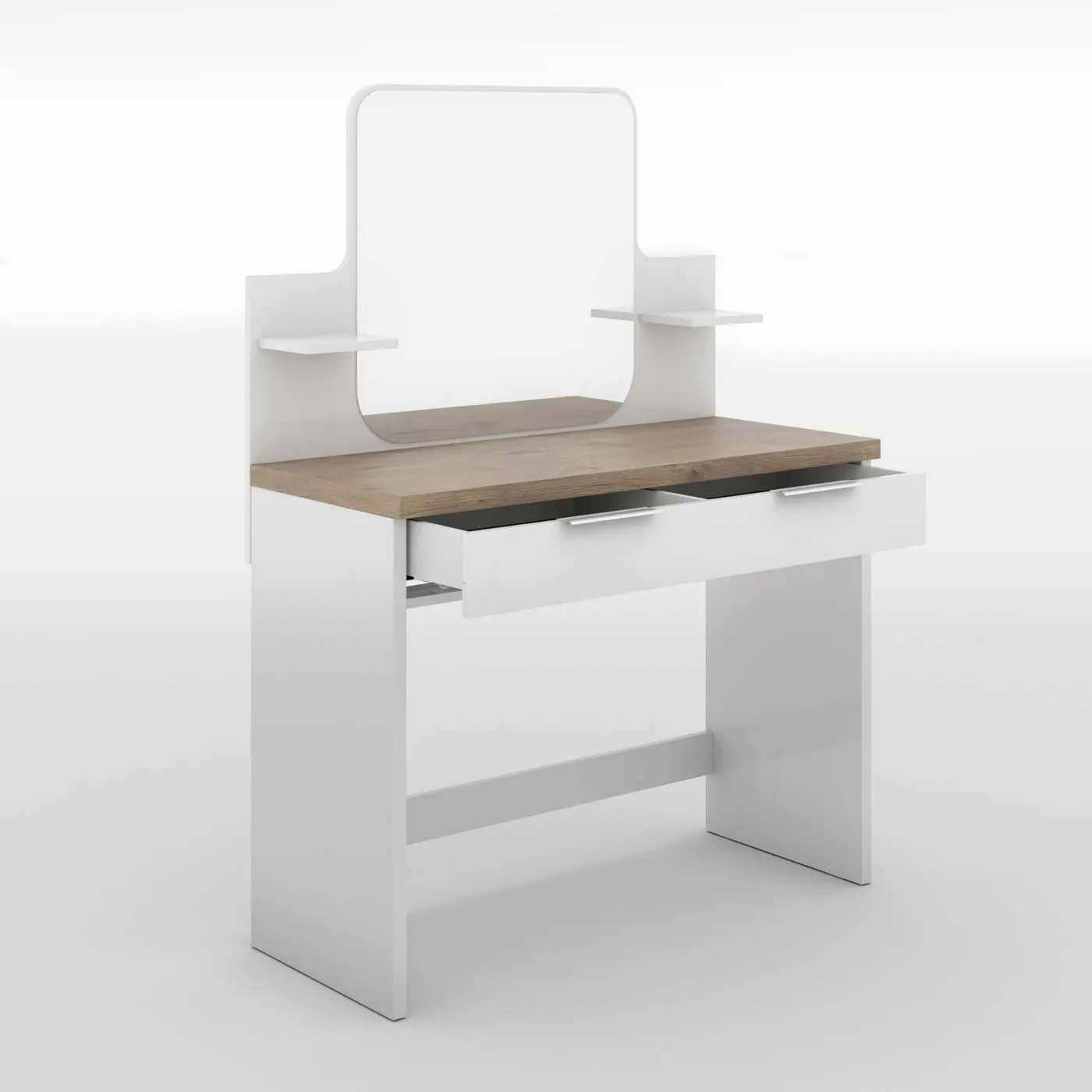 Toletta da trucco con cassetto, Bianco lucido 