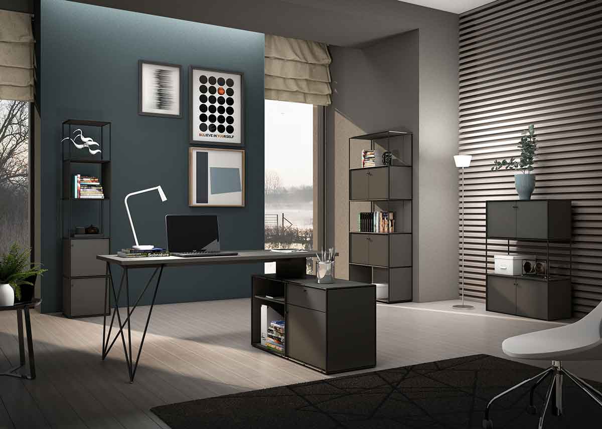 nuova Libreria moderna da ufficio colore Grigio laccato, L.80 cm 