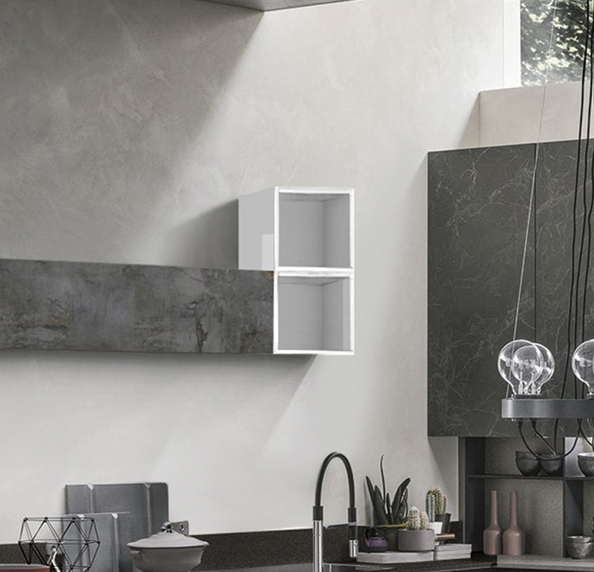 Vano a giorno per cucina, Bianco lucido