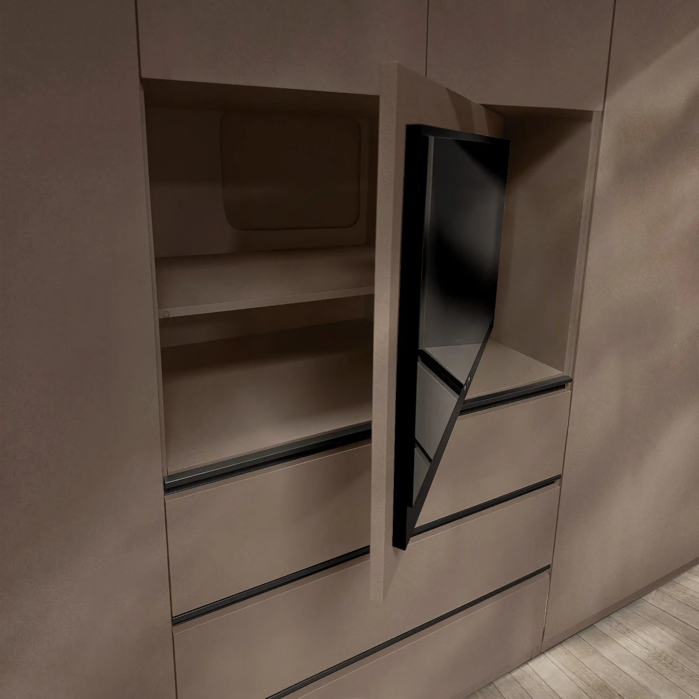 Armadio con tv girevole, finitura Bronzo, prevendita a prezzo scontato, spedizione gratuita