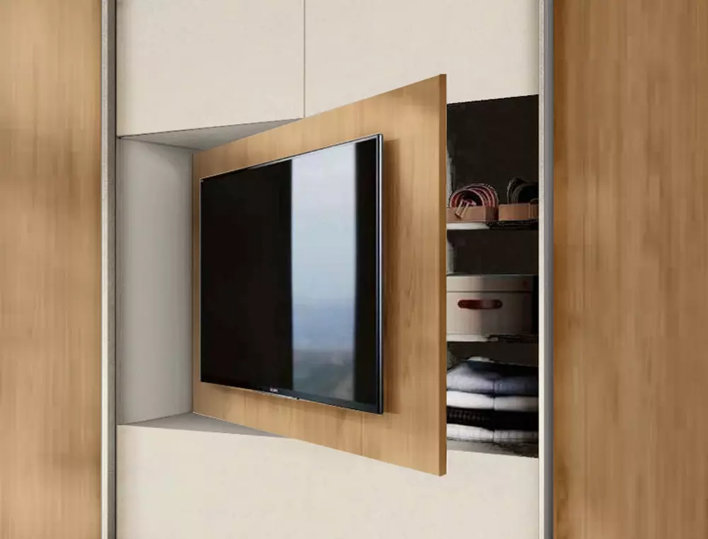 armadio noce biondo con pannello tv