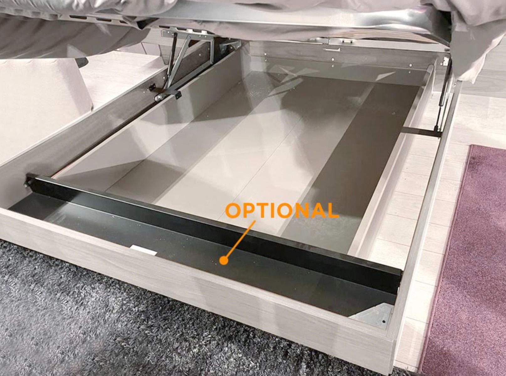 Letto matrimoniale contenitore Noce biondo, Visone e Orzo, Made in Italy