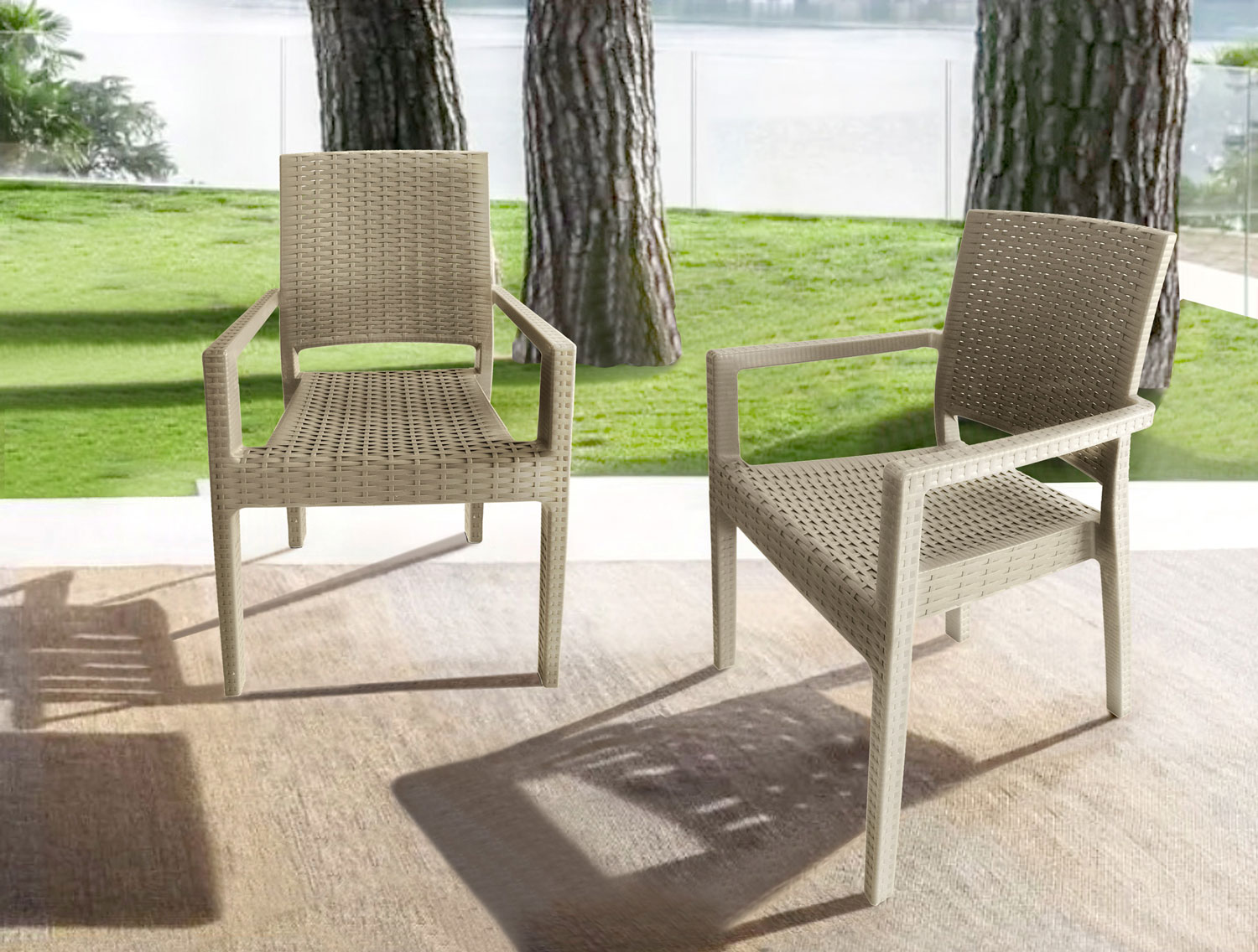 sedie moderne per mare o giardino finitura capuccino