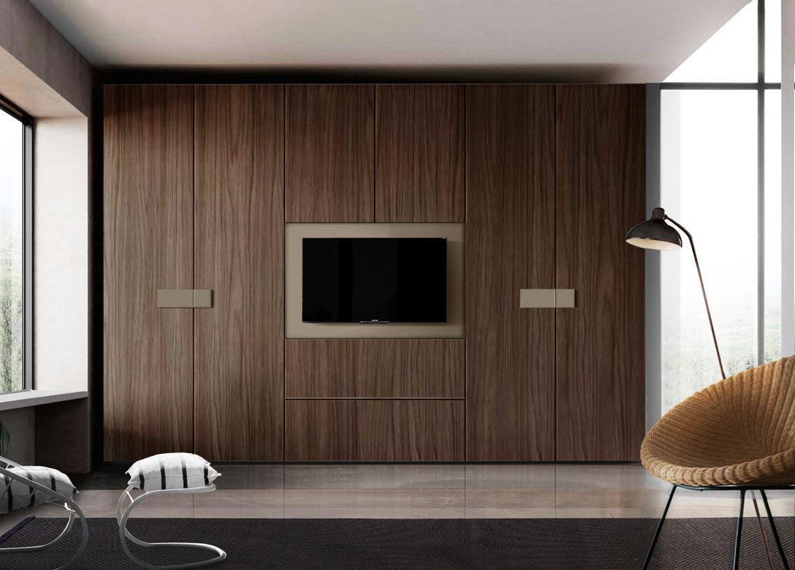 Armadio camera letto con vano tv, Noce Moro e Visone