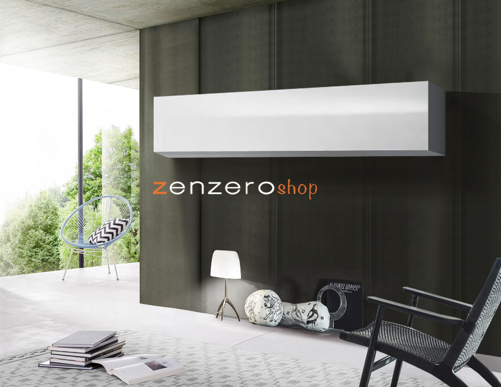 Pensile sospeso con anta vasistas, finitura bianca lucida