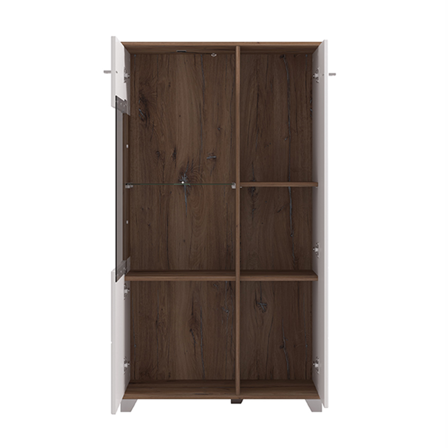 Mobile 2 ante con vetro, finitura Quercia e Bianco