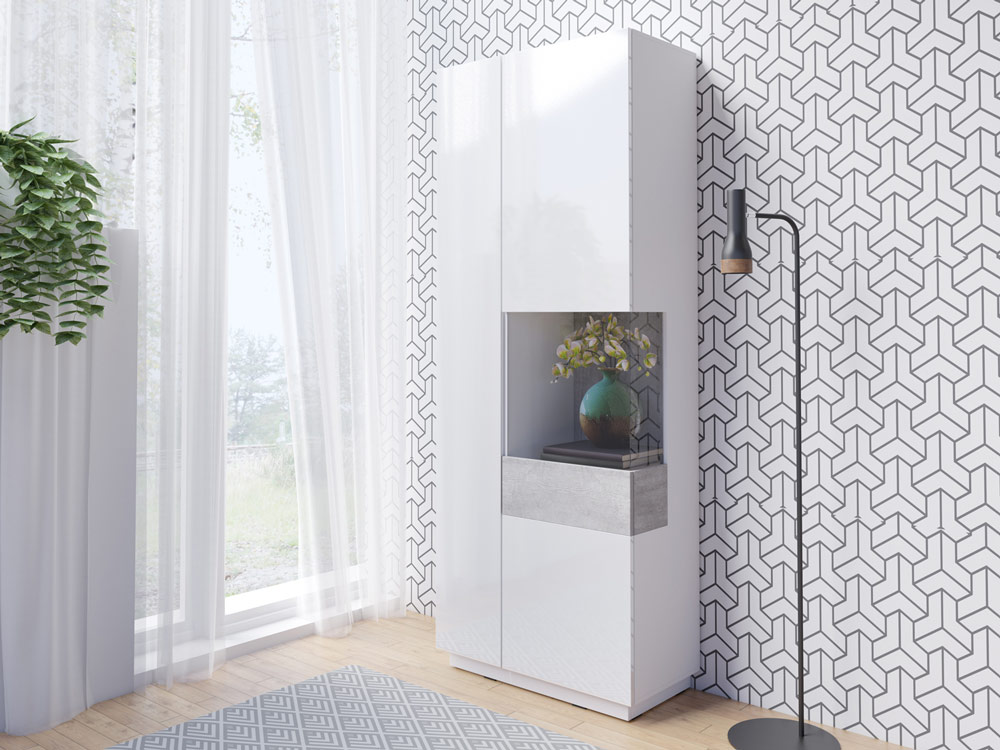 Vetrina moderna, colonna a 2 ante, altezza 207 cm