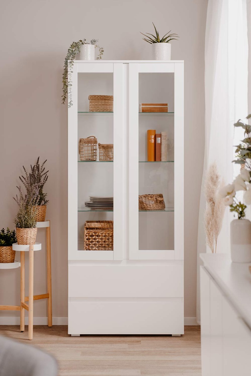 Elegante Vetrina moderna colore Bianco opaco