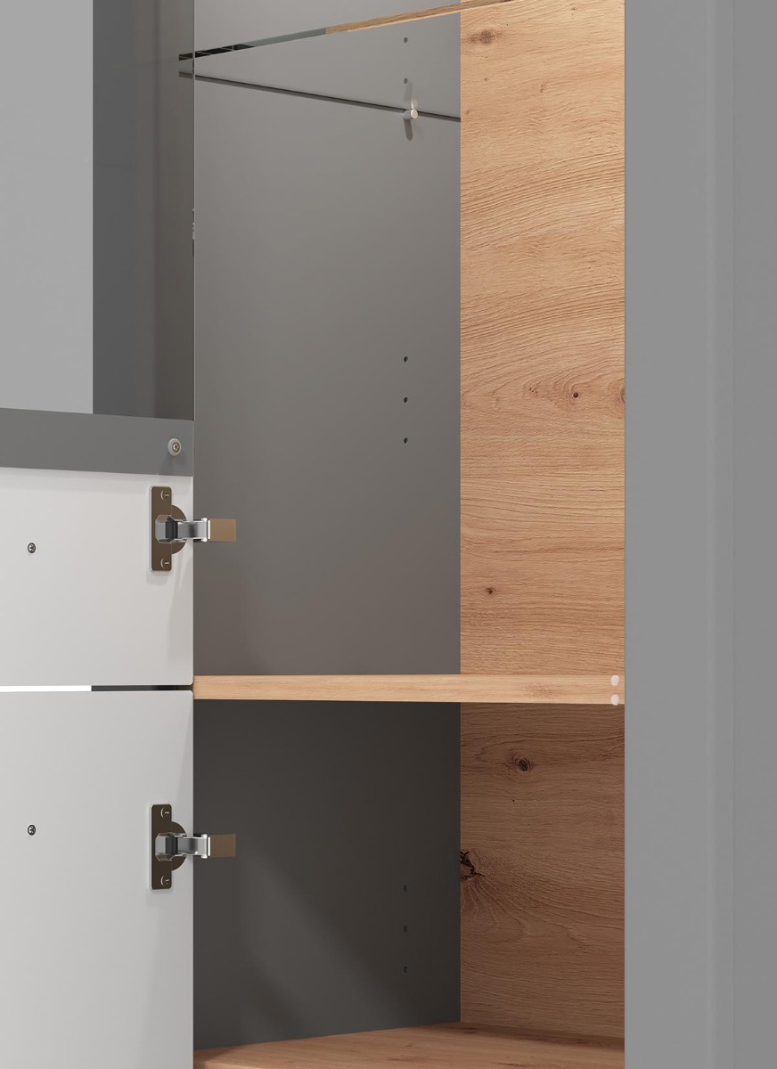 Vetrina colonna 2 ante, finitura Rovere e Carbone