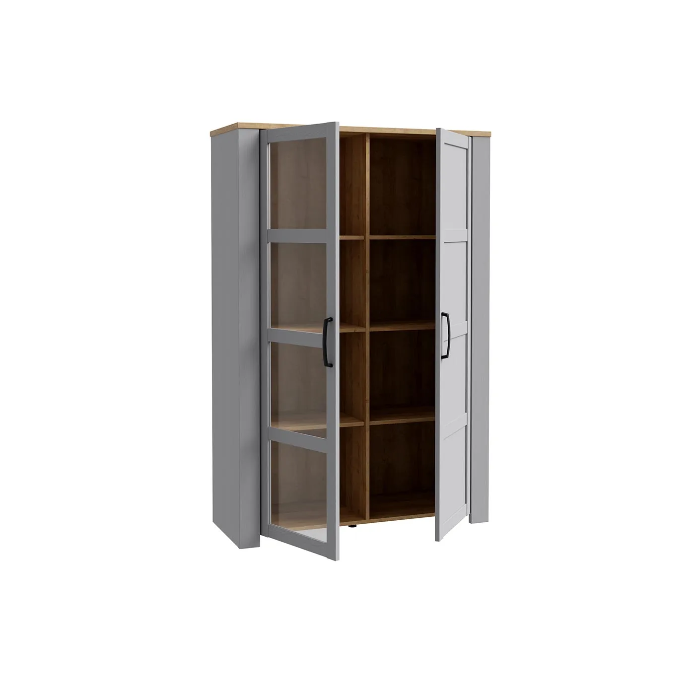 Vetrina Rovere grigio e Riviera, 2 ante, L.106 H.160