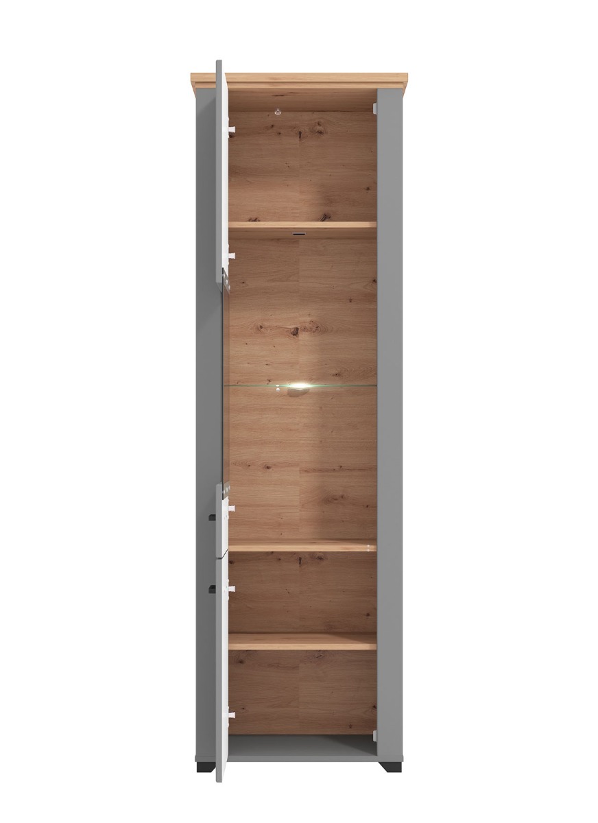 Vetrina colonna 2 ante, finitura Rovere e Carbone