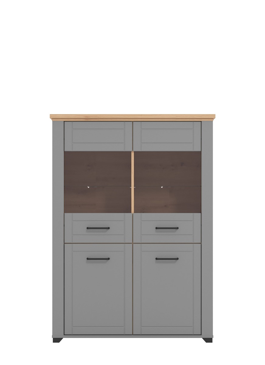 Vetrina doppia colonna, finitura Rovere e Carbone